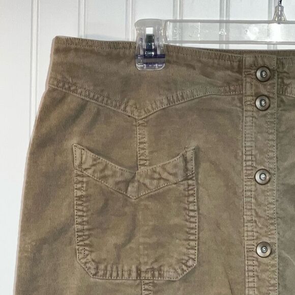 Signature Studio Mini Corduroy Skirt Womens 16 Tan Button Front Short Y2K 90’s - Picture 2 of 8